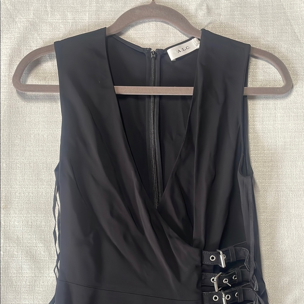 A.L.C. Black Sheath Dress V-Neck Sleeveless